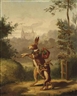 Bernard te Gempt, Two hares with a knapsack, a castle beyond