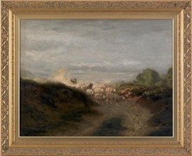 Arthur Parton, Depicting a bucolic landscape with sheep