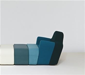 Pierre Charpin, Custom “Slice” modular armchair and two ottomans