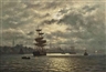 Wilhelm Ferdinand Xylander, Hamburg harbour under the moon