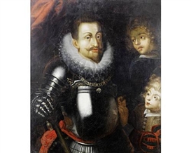 Hans von Aachen, Portrait of a nobleman, possibly the Emperor Rudolph II, three-quarter-length, in armour, wearing the Order of the Golden Fleece
