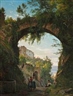 Carl Frederik Aagaard, Italians under an aqueduct in a high-lying town at a lake