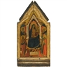 Taddeo Gaddi, The madonna and child enthroned, flanked by saints john the baptist, Peter, Paul and Zenobius (?), and two angels, below them two donors