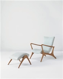 Vladimir Kagan, "Contour" lounge chair and ottoman