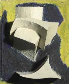 Kurt Schwitters, Ohne Titel (Bewegtes Weiß auf Blau und Gelb)