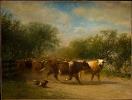 James McDougal Hart, A Herd of Cattle along a Country Road