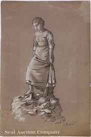 Elihu Vedder, "Pensive Female on Rock