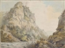 William Cave Day, 2 works: A rocky river landscape; A river in spate running through a gorge (illustrated)