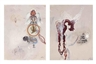 Shahzia Sikander, 2 works: Wings, Veils and Dresses I; Untitled