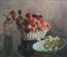 Leo Engels, Still life with flower basket and Chinese vase