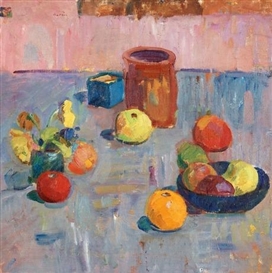 Karl Oscar Isakson, Still life with fruits and pot