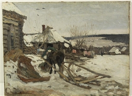 Isaac Levitan, Horse-Drawn Sled in the Winter