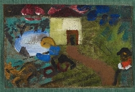 Ida Kerkovius, LANDARBEITER MIT PFERDCHEN: KLEINE DÖRFLICHE LANDSCHAFT (PEASANT WITH LITTLE HORSE: SMALL RURAL LANDSCAPE)