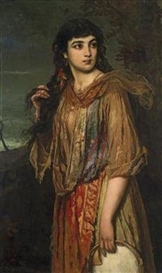 Anton Romako, Gypsy Girl with Tambourine