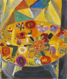 Ida Kerkovius, Blüte auf gelbem Fond