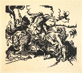 Franz Marc, Löwenjagd - Nach Delacroix