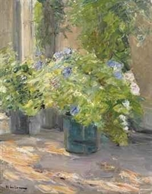 Max Liebermann, Blumentöpfe vor dem Haus