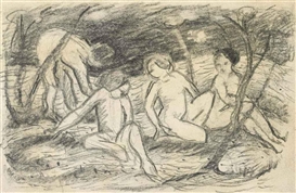 Franz Marc, Vier weibliche Akte in einer Landschaft