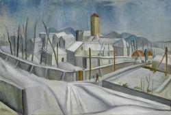 Max Gubler, Winter landscape Burghölzli (recto) & At the inn (verso)
