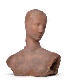 Wilhelm Lehmbruck, KOPF DER SCHREITENDEN, MÄDCHENKOPF SICH WENDEND (PENSIVE GIRL, GIRL WITH TURNED HEAD)