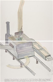 Dennis A. Oppenheim, A Way Station Launching an Obsolete Power (A Thought Collision Factory in Pursuit of a Journey) (A Clip in a Rifle - a Weapon)