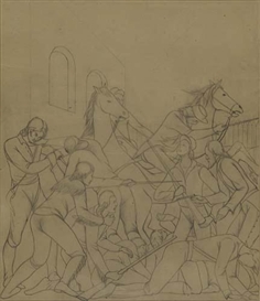 Frank Albert Mechau, Study for the Left Panel of the "Battle of the Alamo."
