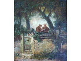 Carl Spitzweg, TWO MONKS IN A GARDEN