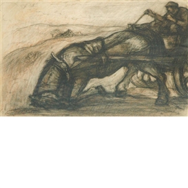 Eugene Higgins, 2 works:Ploughing the Fields and Travelers