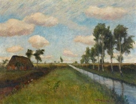 Otto Modersohn, Moor landscape (silver clouds- Moor canal)