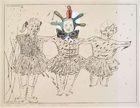 Peter Sengl, 3 Works: Harlekin mit Mutze; Hessischer Puppentanz & Harlekin