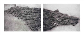 Vik Muniz, Barry Le Va (After, Continuous and Related Activities; Discontinued by the Act of Dropping, 1967, installed at the Whitney Museum in "The New Sculpture 1965-75: Between Geometry and Gesture," February 20-June 3, 1990) (Pictures of Dust)