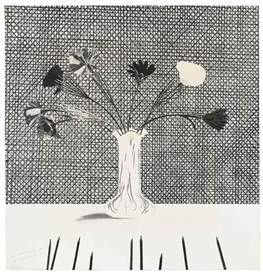 David Hockney, Flowers made of paper and black ink