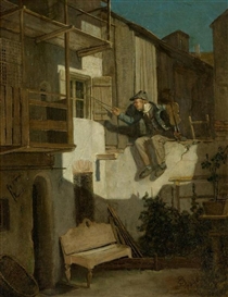 Carl Spitzweg, Serenade in the moonlight