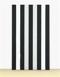 Daniel Buren, PEINTURE ACRYLIQUE BLANCHE SUR TISSU RAYÉ BLANC ET NOIR