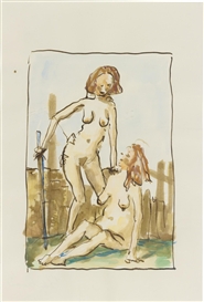 John Currin, Untitled (Study for The Pink Tree)