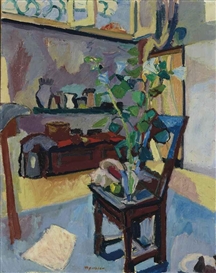 Max Gubler, Interieur mit Stuhl, 1942