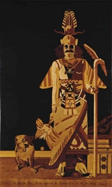 Eduardo Arroyo, Portrait du peintre Francis Biras déguisé en Pierre Loti et de son chien Vamos