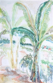 Sudjana Kerton, Banana Trees in a Landscape