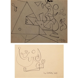 Ilya Bolotowsky, 2 works: Untitled Biomorphic Abstraction; Untitled Abstraction