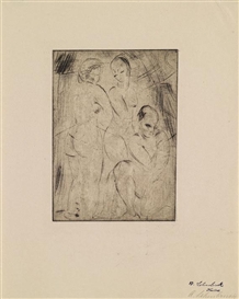 Wilhelm Lehmbruck, Drei Frauen, zwei stehend, eine kniend