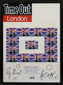 Banksy, Gilbert & George, 2 Works : Time Out London Bridge Flagsky A Union Flag Picture Postcard Picture ; Time Out London