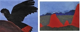 Billy Kenda, Kukula Mcdonald, 2 Works: Central Australian Landscape & Red-Tailed Black Cockatoo