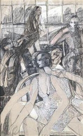 Heinz Stangl, "Mädchen im Sessel" (Girls on a chair)