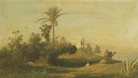 Charles-Théodore Frère, Two Works: L'Oasis; Caravane traversant un desert