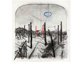 William Kentridge, Arched Landscape, from a series of early tests for making stereoscopic drawings