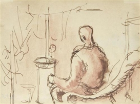 Keith Vaughan, Soldier in front of stove, Bulford Camp