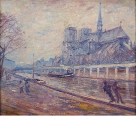 Francis Picabia, Two works: Paris, Les Quais, Notre Dame; Portrait sketch of a Woman