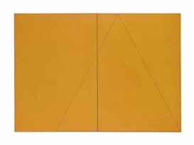 Robert Mangold, A Triangle within Two Rectangles Orange