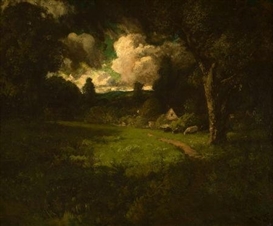 William Keith, Cottage in a Sunlit Clearing