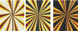 Mark Grotjahn, 3 Works: Untitled (Black Yellow Red Pink Cream and White Butterfly Drawing)